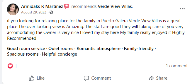 Guest Review on FB Page